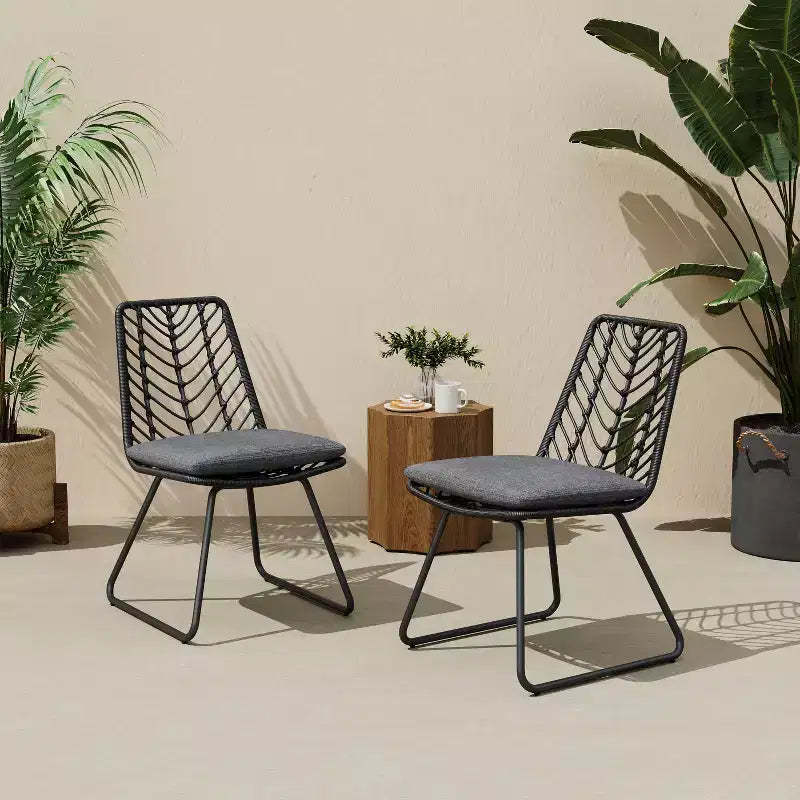 MAYEERTY Set of 2 Chairs With 2 Gray Cushions Comfortable Seating for Living Room Dining Room