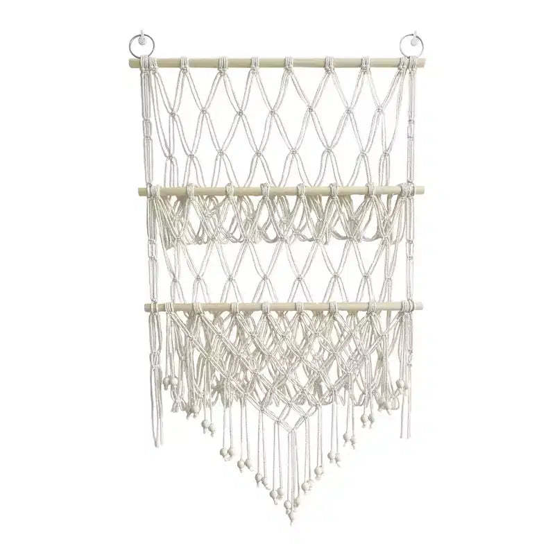 Stuffed Animal Storage Hammock Toy Hammock Net 2-layer Wood Plush Toys Holder Hanging Toy Organizer Wall Hanging Mesh Net for Nursery Play Room