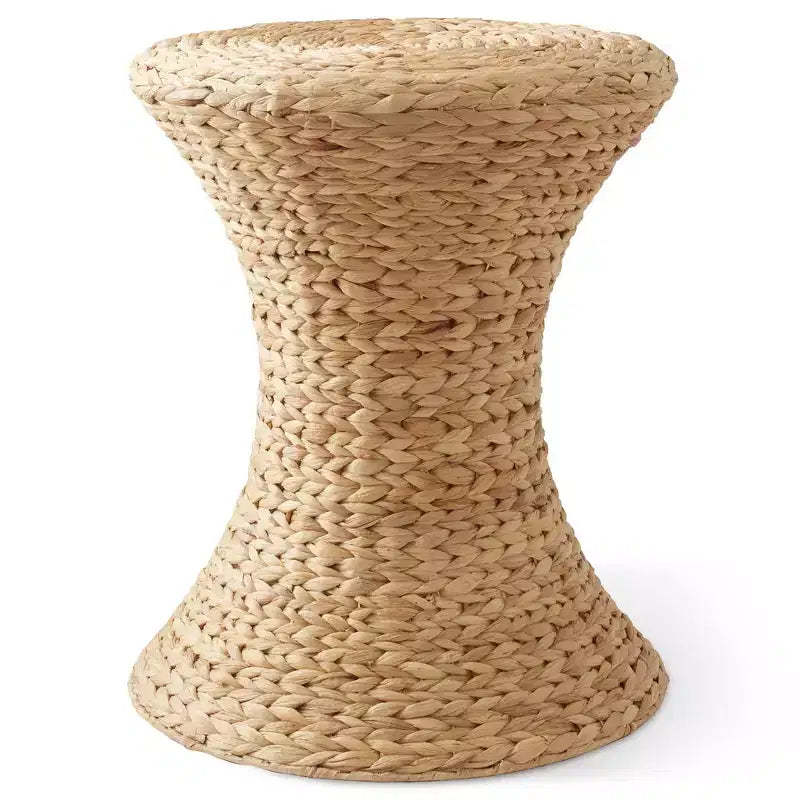 Casafield Hourglass Accent Table - Natural, Water Hyacinth Side Table, Woven Boho Wicker End Table for Living Room, Bedroom, Entryway