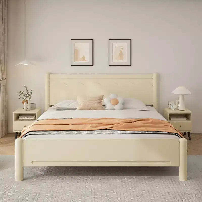 ModernLuxe Wood Platform Bed Frame Queen/King Size with Headboard, No Box Spring Needed, Solid Wood Slat Support