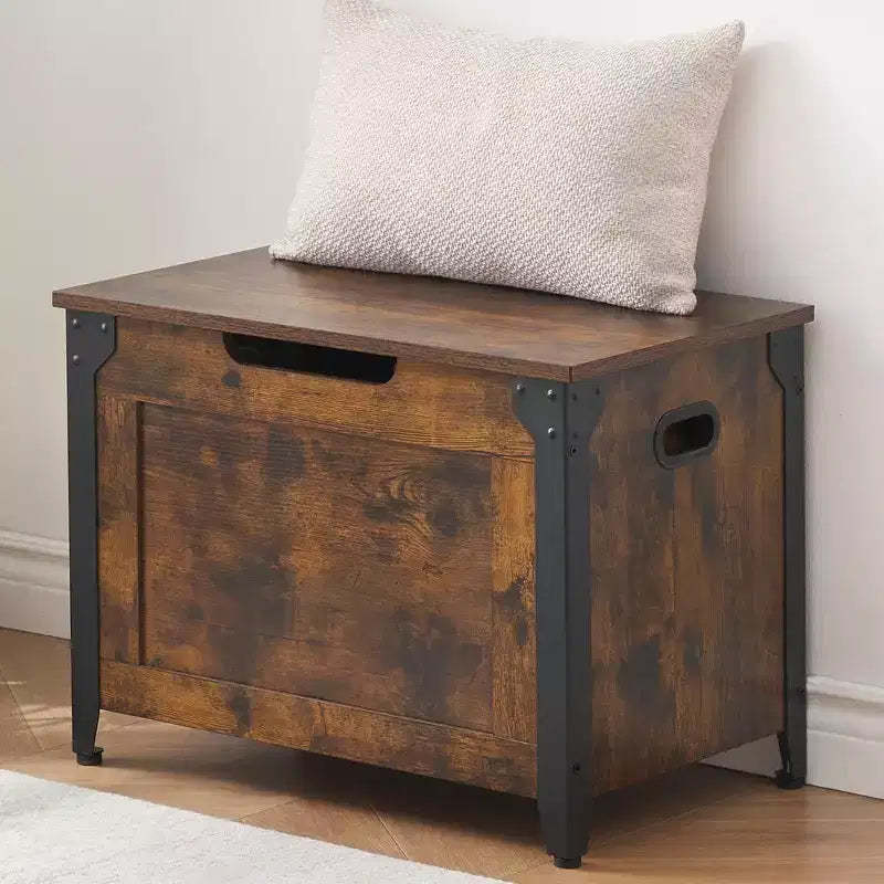 GustoWave Wooden Storage Chest, Storage Trunk, Entryway Storage Bench with Safety Hinge and Lift-Top for Entryway, Living Room, Rustic Brown