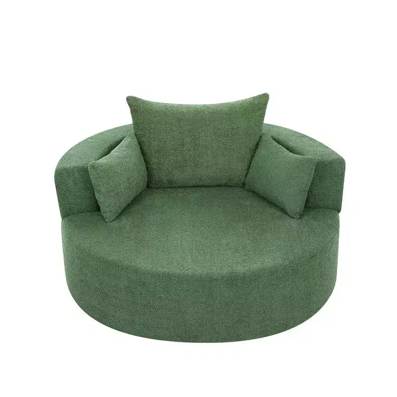 Dovelina Comfy Cloud Chair Swivel Barrel Round Sofa Chair with 3 Pillows-White
