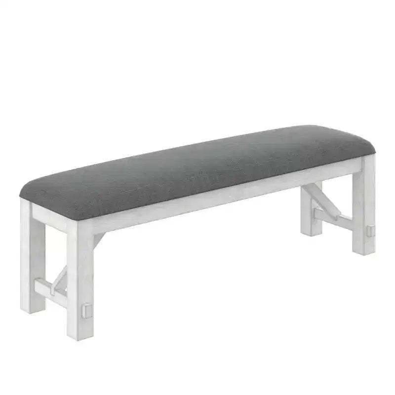 VECELO Rubber Wood Dining Bench, Upholstered Footstool, Bedside Stool for Dining Room or Kitchen, Gray