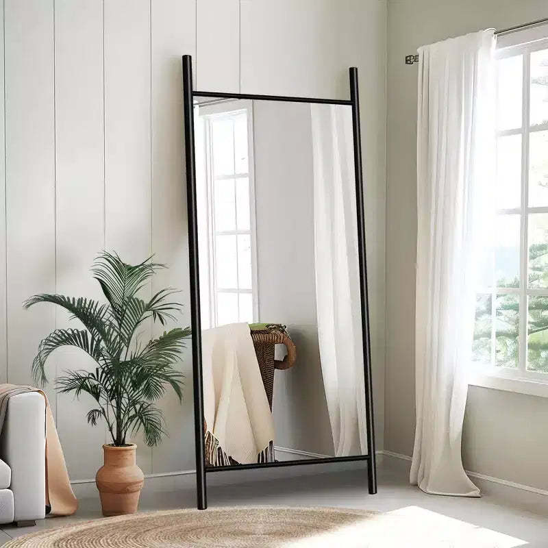 PexFix 31 in. W x 71 in. H Ladder-Style Solid Wood Framed Mirror in Brown