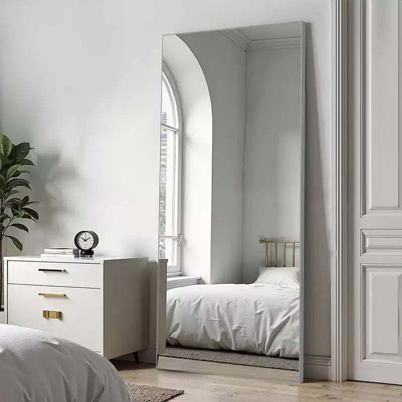 PexFix 31 in. W x 71 in. H Rectangular Metal Framed Full Length Wall Mirror Free Standing Mirror in Silver