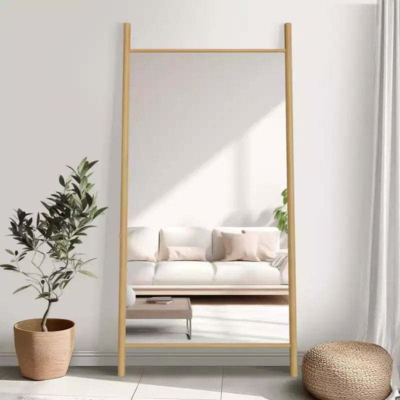 PexFix 35 in. W x 73 in. H Ladder-Style Solid Wood Framed Mirror in Brown