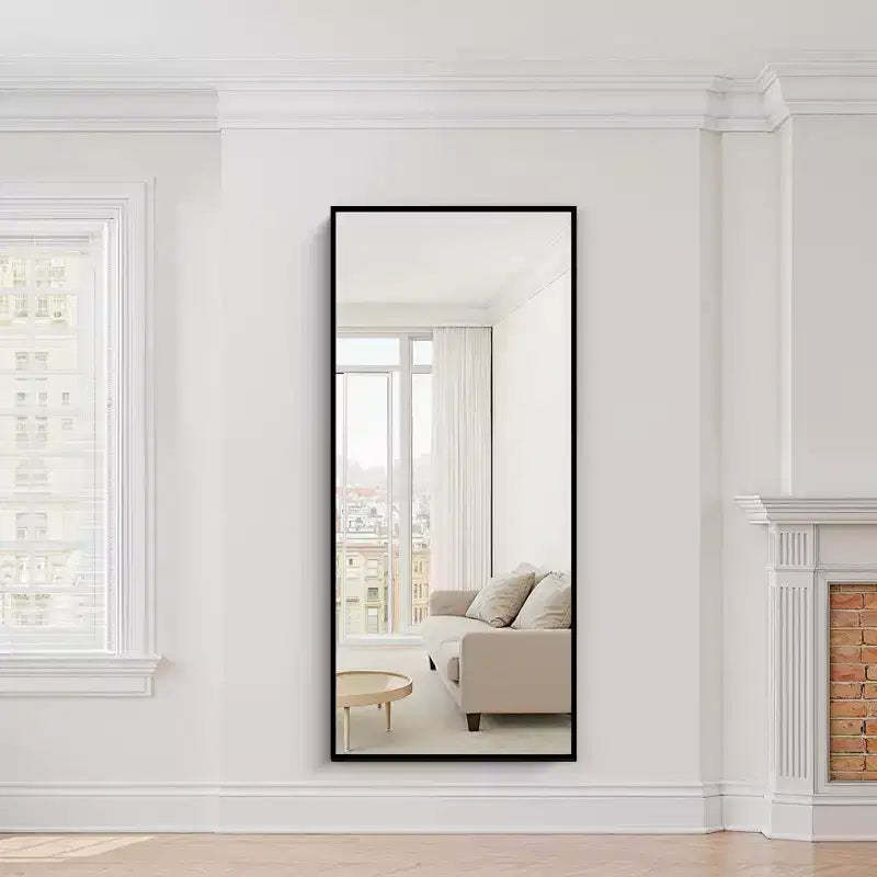 PexFix 28 in. W x 71 in. H Rectangular Metal Framed Full Length Wall Mirror Free Standing Mirror in Black