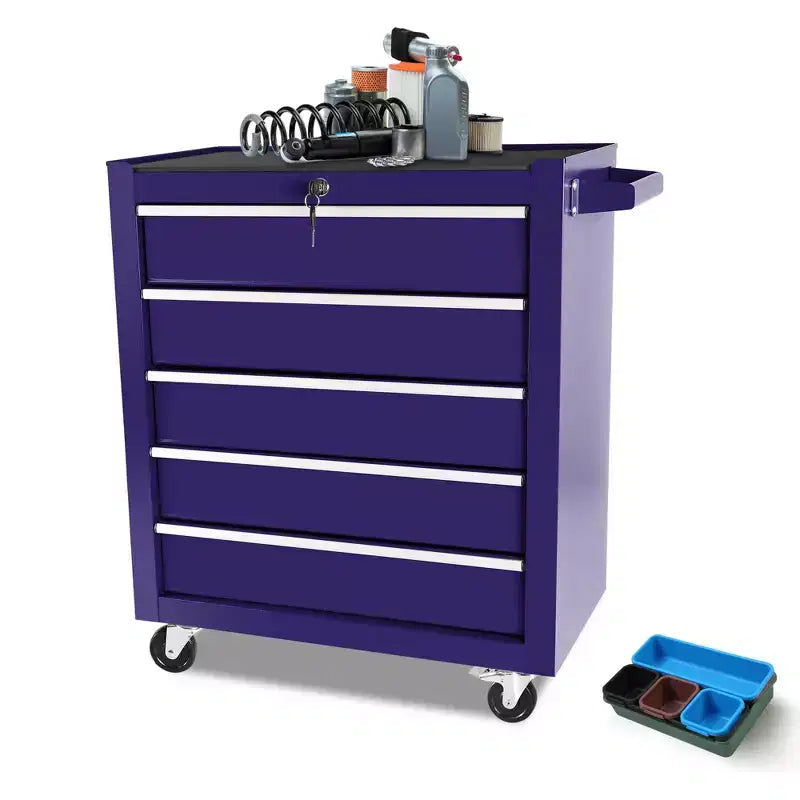 5-Drawer Rolling Tool Chest with Wheels, Heavy Duty Lockable Tool Storage Cabinet Organizer for Garage, Workshop & Warehouse