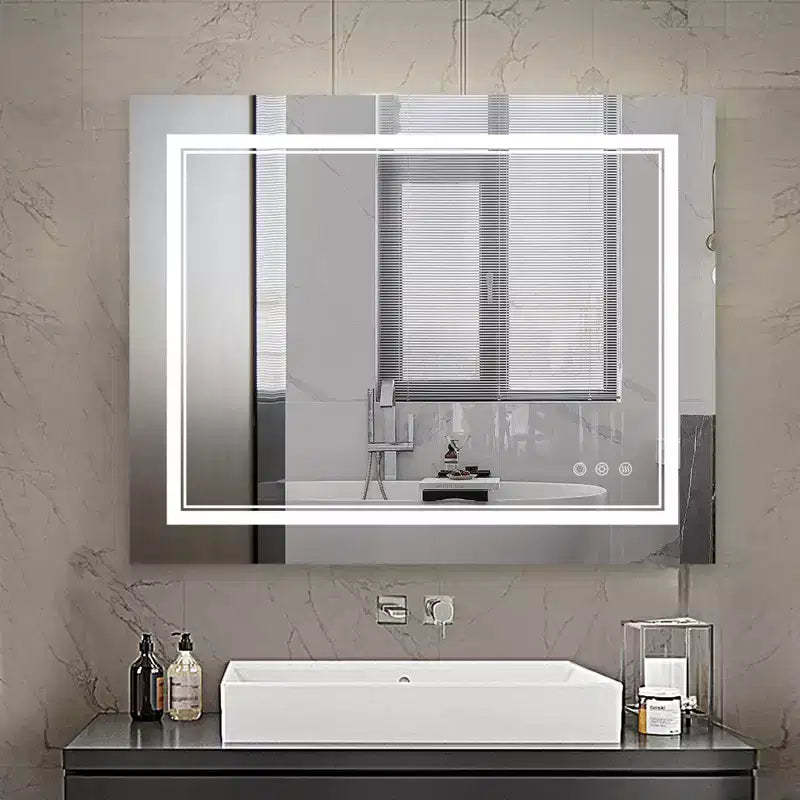 Maxax Atherton Modern Frameless Anti-Fog LED Lighted Dimmable Wall Mounted Bathroom Vanity Mirror