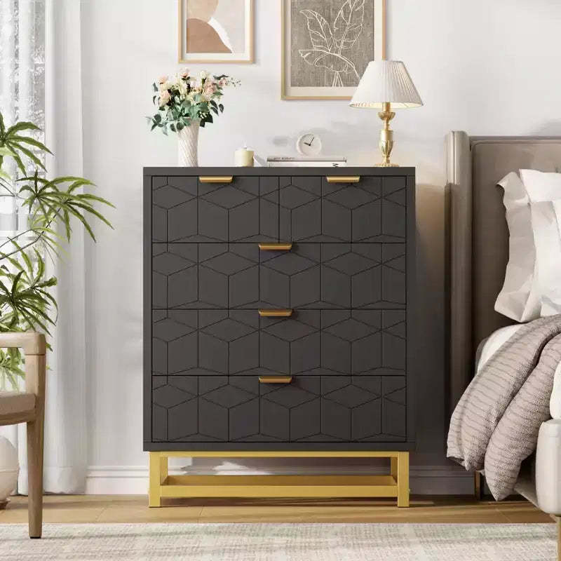 5-Drawer Dresser with Metal Legs - Wide Storage Chest Organizer for Bedroom, Living Room & Entryway