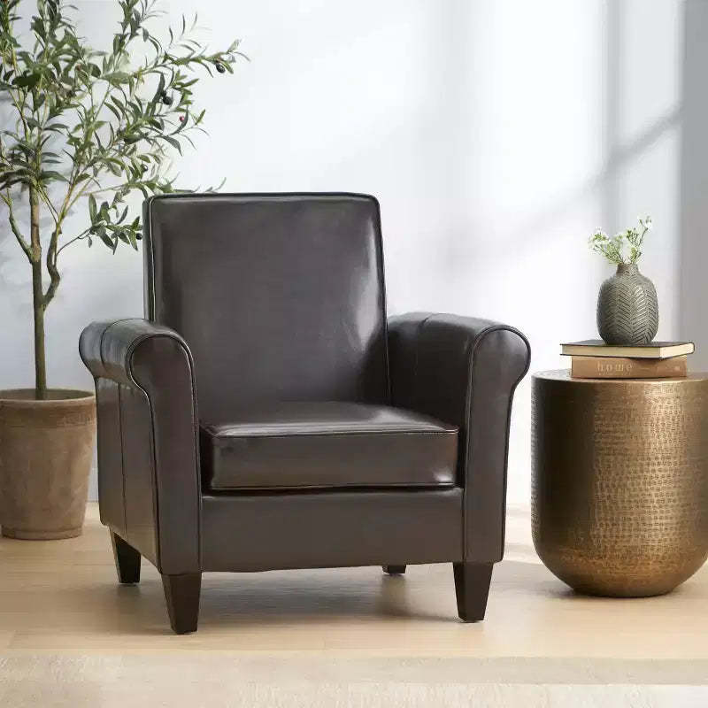 GDFStudio Cinnabar Contemporary Upholstered Club Chair with Rolled Arm