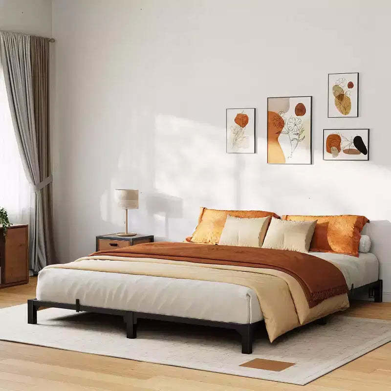 Bed Frame, Metal Platform, No Screws Needed, Heavy Duty Capacity, Tool-Free Assembly, Reinforced Slats & Legs