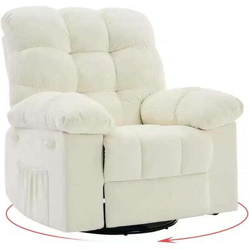 Acekool Rocking Recliner Chair, Swivel Upholstered Glider with Deep Seat and Side Pockets for Living Room or Bedroom