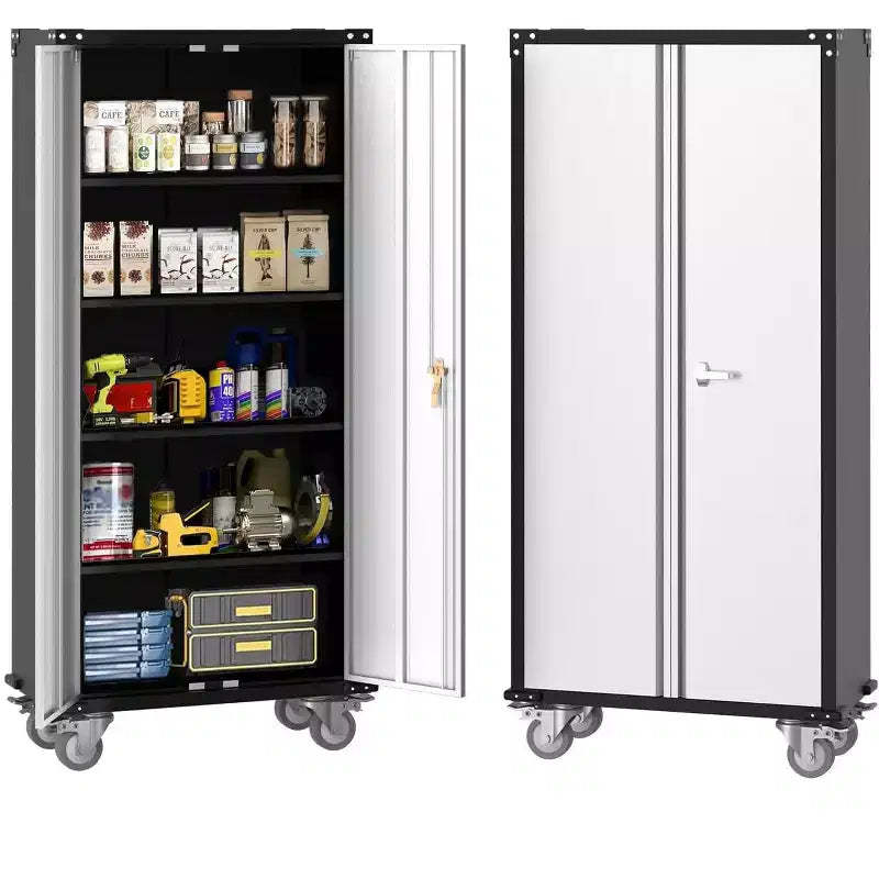Metal Storage Cabinet 72 H with Wheels, Steel Tool Cabinet with Lock and 4 Adjustable Shelves and Lockable Rolling,Storage Organization