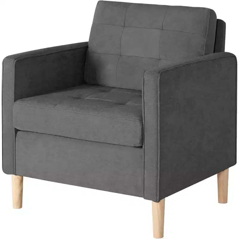 TYBOATLE Decor Linen Comfy Round Arms Chair for Living Room, Reading Leisure Chair with High Back for Living Room Bedroom Waiting Room, Grey