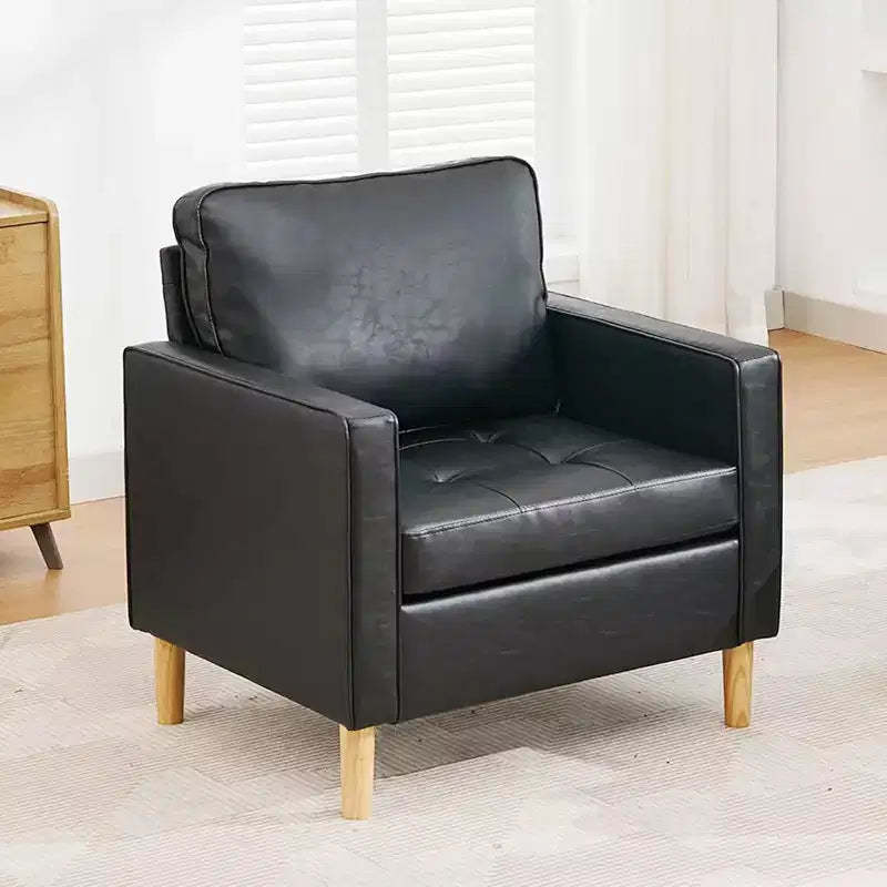 TYBOATLE Decor Linen Comfy Round Arms Chair for Living Room, Reading Leisure Chair with High Back for Living Room Bedroom Waiting Room, Black