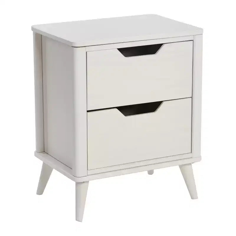 Yume Mid Century Modern Solid Wood Nightstand with 2 Storage Drawers