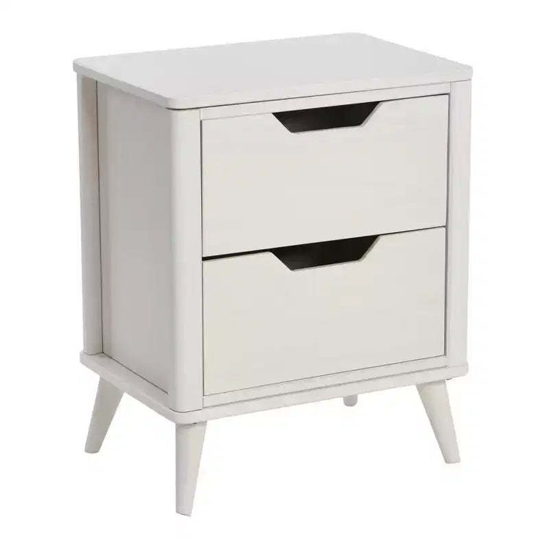 Yume Mid Century Modern Solid Wood Nightstand with 2 Storage Drawers
