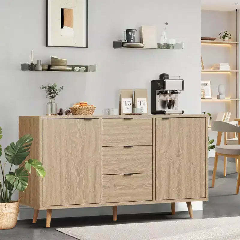 47.2 Buffet Cabinet with Storage, Sideboard Storage Cabinet with 3 Drawers and 2 Doors,Credenza