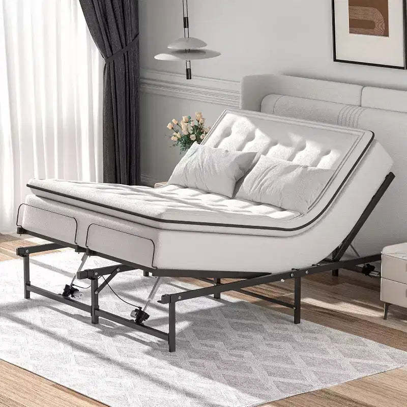 Sandinrayli Adjustable Bed Frame Electric Adjustable Bed Base with Remote Control, Queen