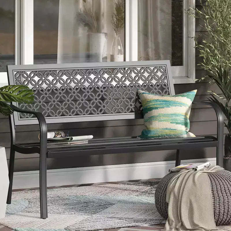 GRANDPATIO Carved-back Floral Garden Bench