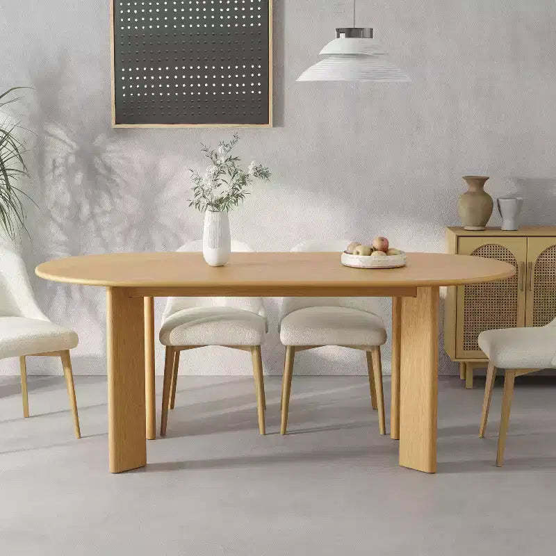 PexFix 67 x 33.5 Oak Solid Wood Farmhouse Dining Table Oval Wood Top for Modern Dining Rooms & Family Gatherings