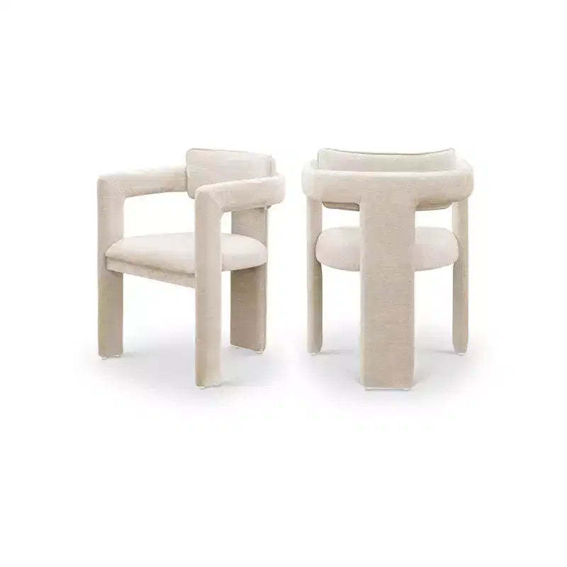 Meridian Furniture,Brenda Beige Chenille Fabric Dining Chair, Set of 2