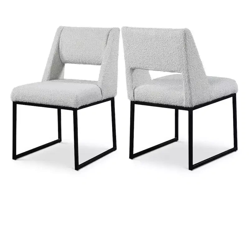 Meridian Furniture,Jayce Cream Boucle Fabric Dining Chair, Set of 2