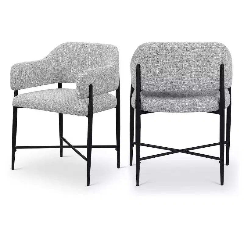 Meridina Furniture,Dame Grey Fabric Upholstered Dining Chair, Set of 2