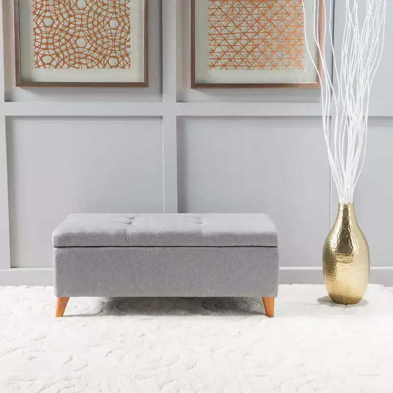 GDFStudio Valeno Mid Century Modern Fabric Tufted Storage Ottoman Bench