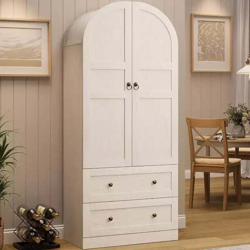 72-Inch Tall Modern Farmhouse Pantry Cabinet with Arched Doors and Drawers, Large Wood Storage Cabinet with Thickened Shelves, Ideal for Kitchen