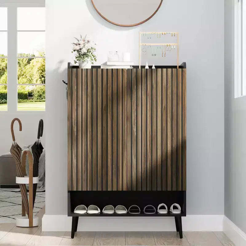 43H Large Shoe Cabinet with 2 Doors, 6-Tier Entryway Shoe Storage Cabinet with Adjustable Shelves