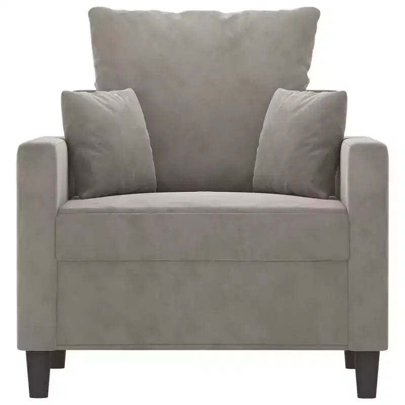 vidaXL Sofa Chair Living Room Accent Upholstered Chair with Armrest Velvet - Light Gray 23.6