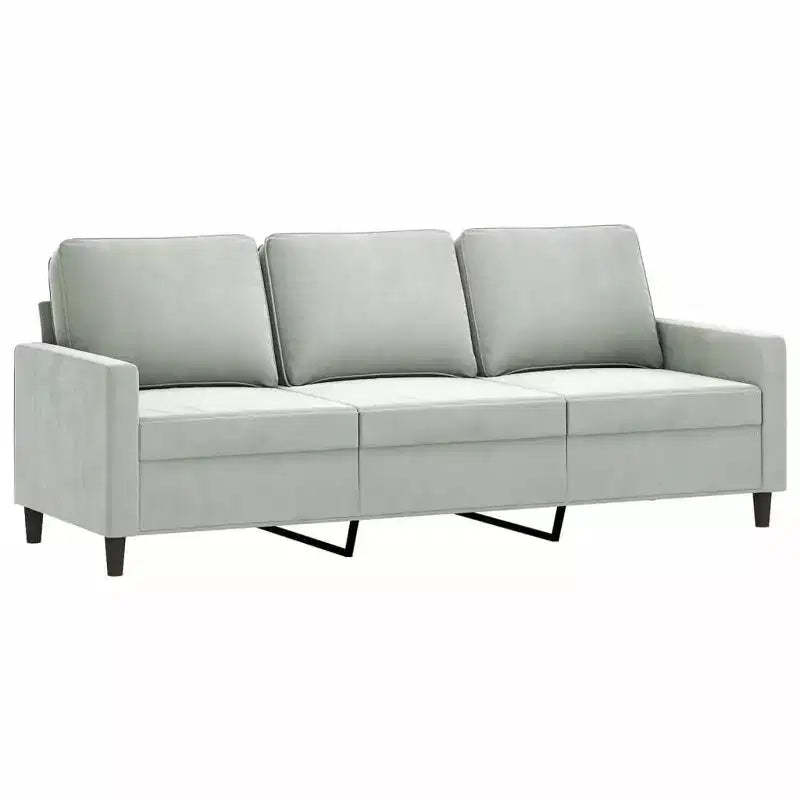 vidaXL 3-Seater Velvet Sofa - Light Gray Modern Couch with Comfortable Padding and Stable Metal Frame for Living Room or Lounge Area