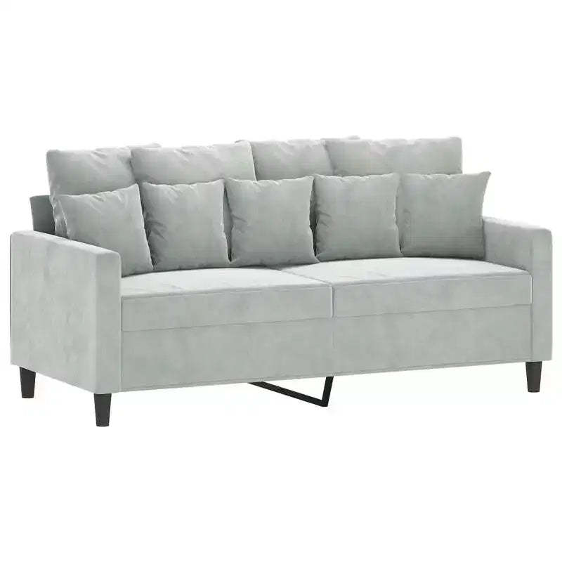 vidaXL Luxurious 2-Seater Sofa in Light Gray Velvet - Comfortable Thickly-Padded Seat with Sturdy Metal Frame and Modern Design