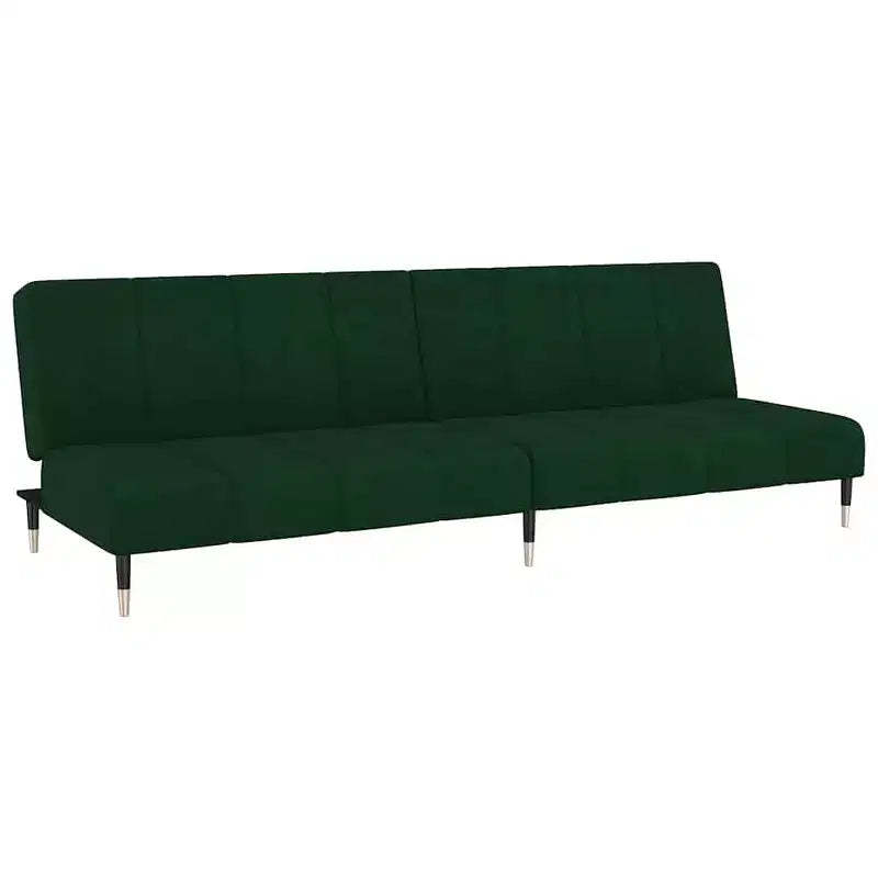 vidaXL 2-Seater Sofa Bed - Dark Green Velvet Upholstered Loveseat, Multi-Functional Twin Sleeper for Living Room/Studio