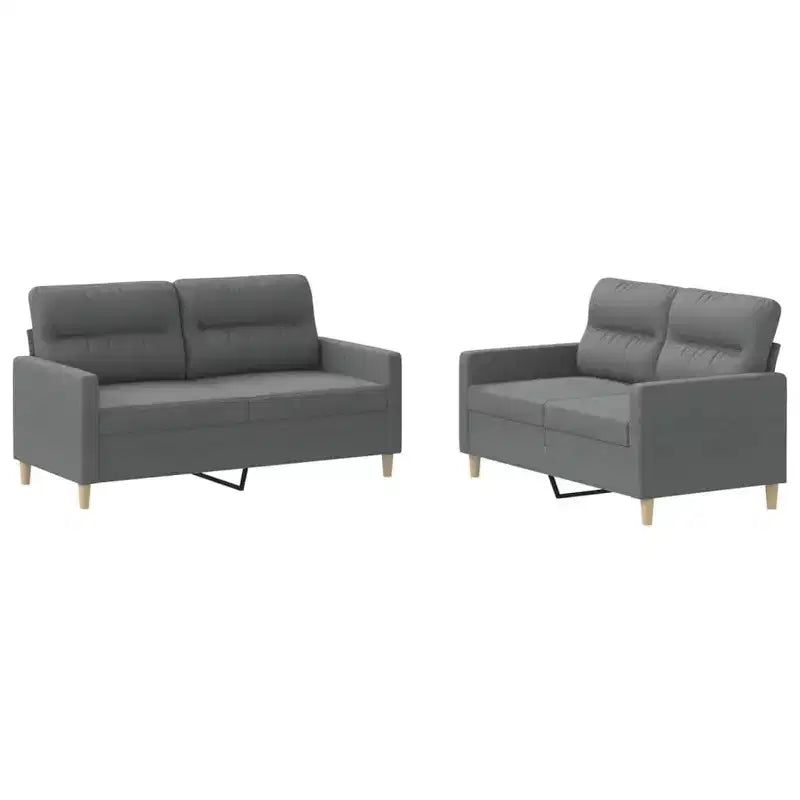 vidaXL 2 Piece Sofa Set in Dark Gray - Fabric Upholstered with Cushions - Modern Design for Living Room, Lounge, or Office