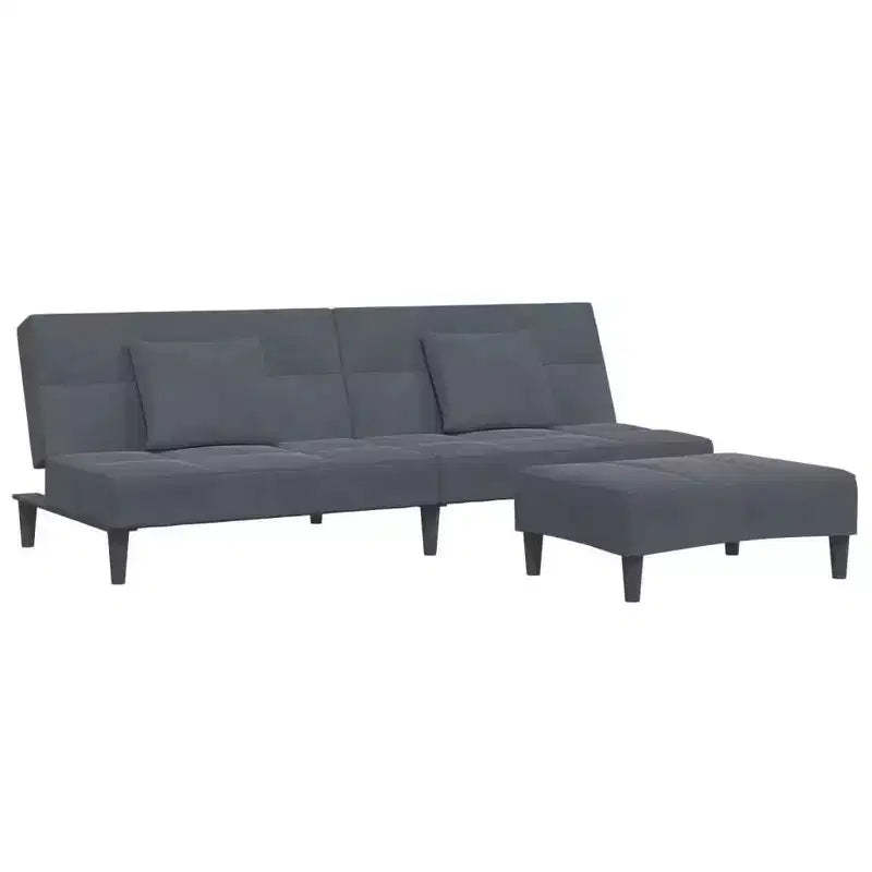 vidaXL Sofa Bed Dark Grey Velvet, Wood, Plastic Standard Convertible
