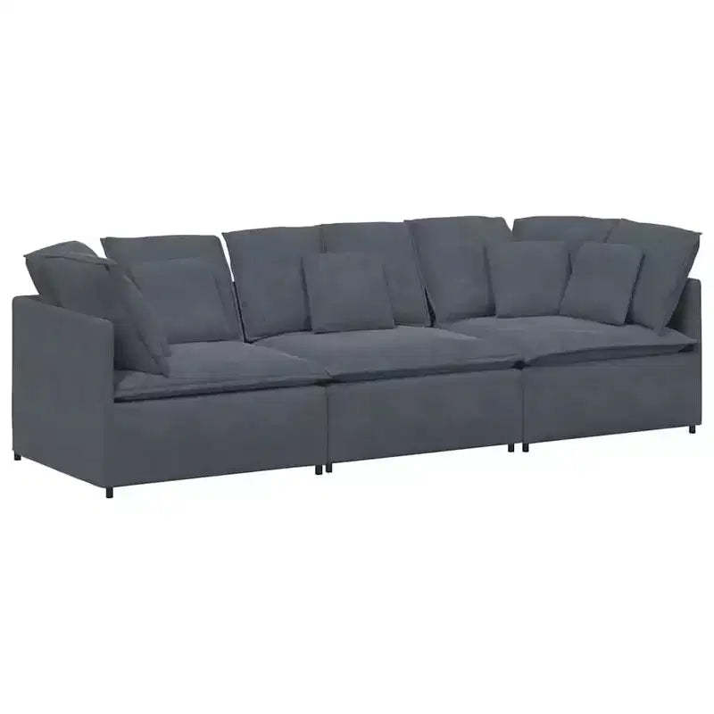 vidaXL Modular Fabric Sofa in Dark Gray - Durable Metal Frame Couch with Customizable Sections for Living Room/Lounge Seating Furniture