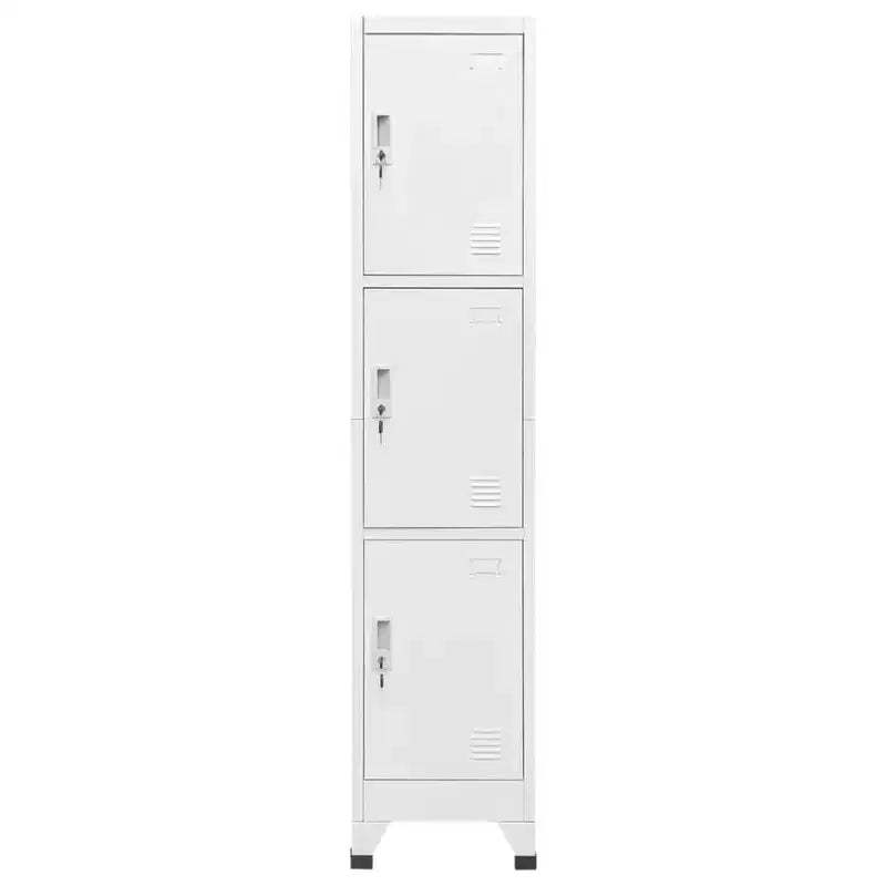 vidaXL Steel Locker Cabinet with 3 Compartments - Resistant, Easy Assembly, Secure Storage, and Easy Cleaning