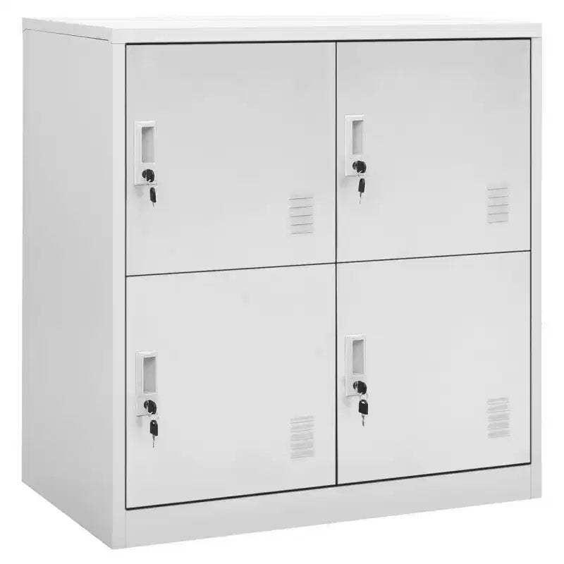 vidaXL Locker Cabinet Set of 2 Light Grey and Red Steel Medium - Light Gray with 4 Lockers