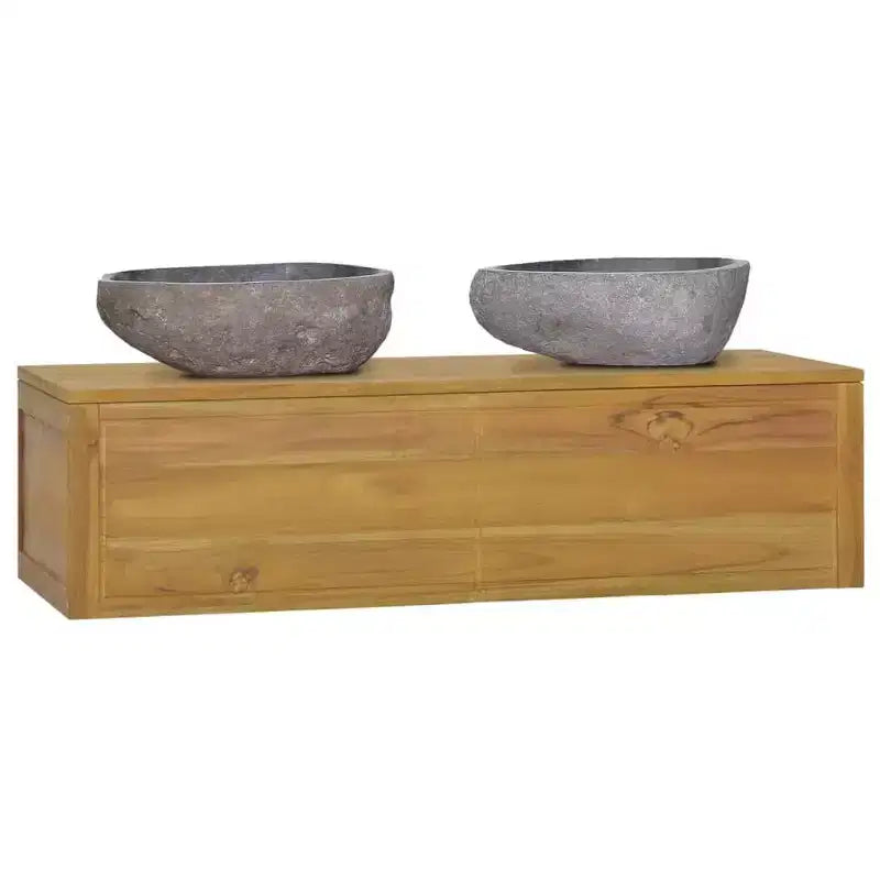 vidaXL Bathroom Cabinet Natural Teak Solid Teak Wood