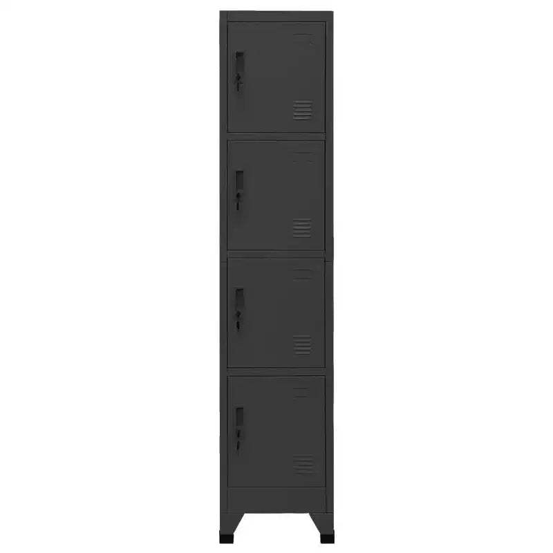 vidaXL Locker Cabinet | Steel | Anthracite | 15x17.7x70.9 | 4 Lockable Doors | Name Tag Holders | Office, School, Gym Storage Solution