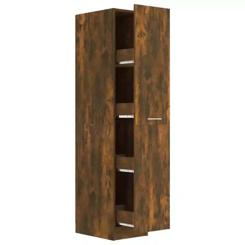 vidaXL Smoked Oak Apothecary Cabinet - Ample Storage, Engineered Wood, Pull-Out Design Ideal for Office, Living Room, Bedroom or Kitchen