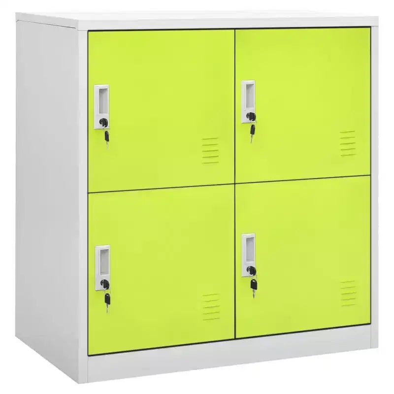 vidaXL Locker Cabinet Set of 2 Light Grey and Green Steel Medium - Light Gray and Green with 4 Lockers Quantity 2