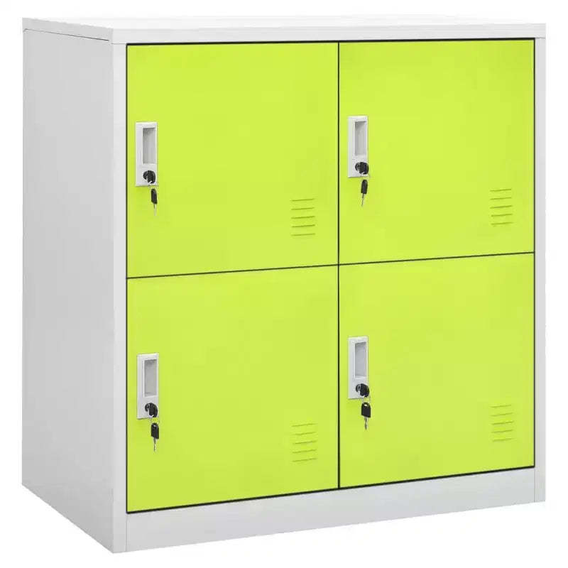 vidaXL Locker Cabinet Set of 2 Light Grey and Green Steel Medium - Light Gray and Green with 4 Lockers Quantity 2
