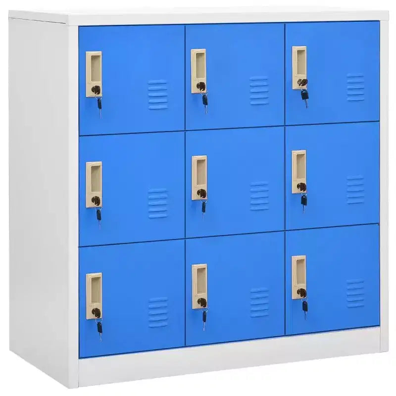 vidaXL 2-Piece Locker Cabinets in Gray and Blue | Steel Storage Units with Multiple Compartment | Office Organizer with Locks