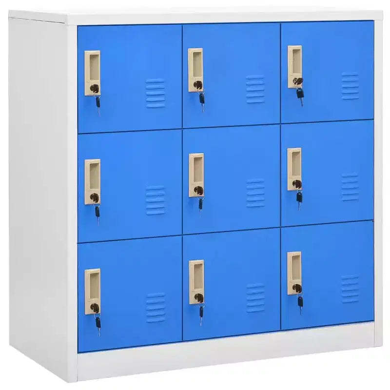vidaXL 2-Piece Locker Cabinets in Gray and Blue | Steel Storage Units with Multiple Compartment | Office Organizer with Locks