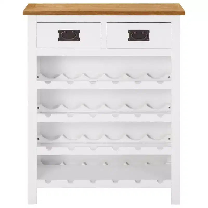vidaXL Wine Cabinet Bottle Holder 2 Drawers Floor Wine Cabinet Solid Oak Wood