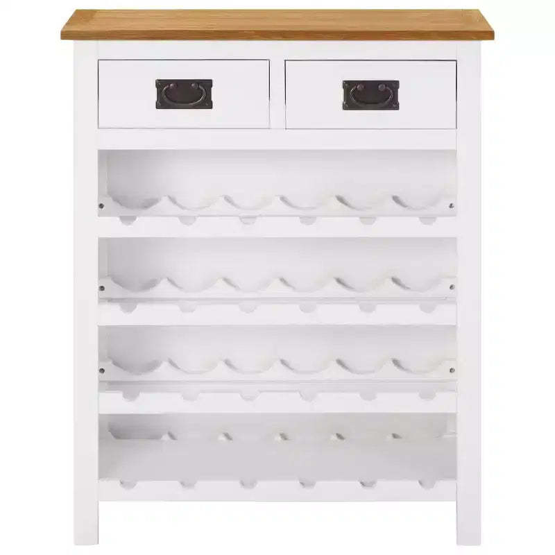 vidaXL Wine Cabinet Bottle Holder 2 Drawers Floor Wine Cabinet Solid Oak Wood